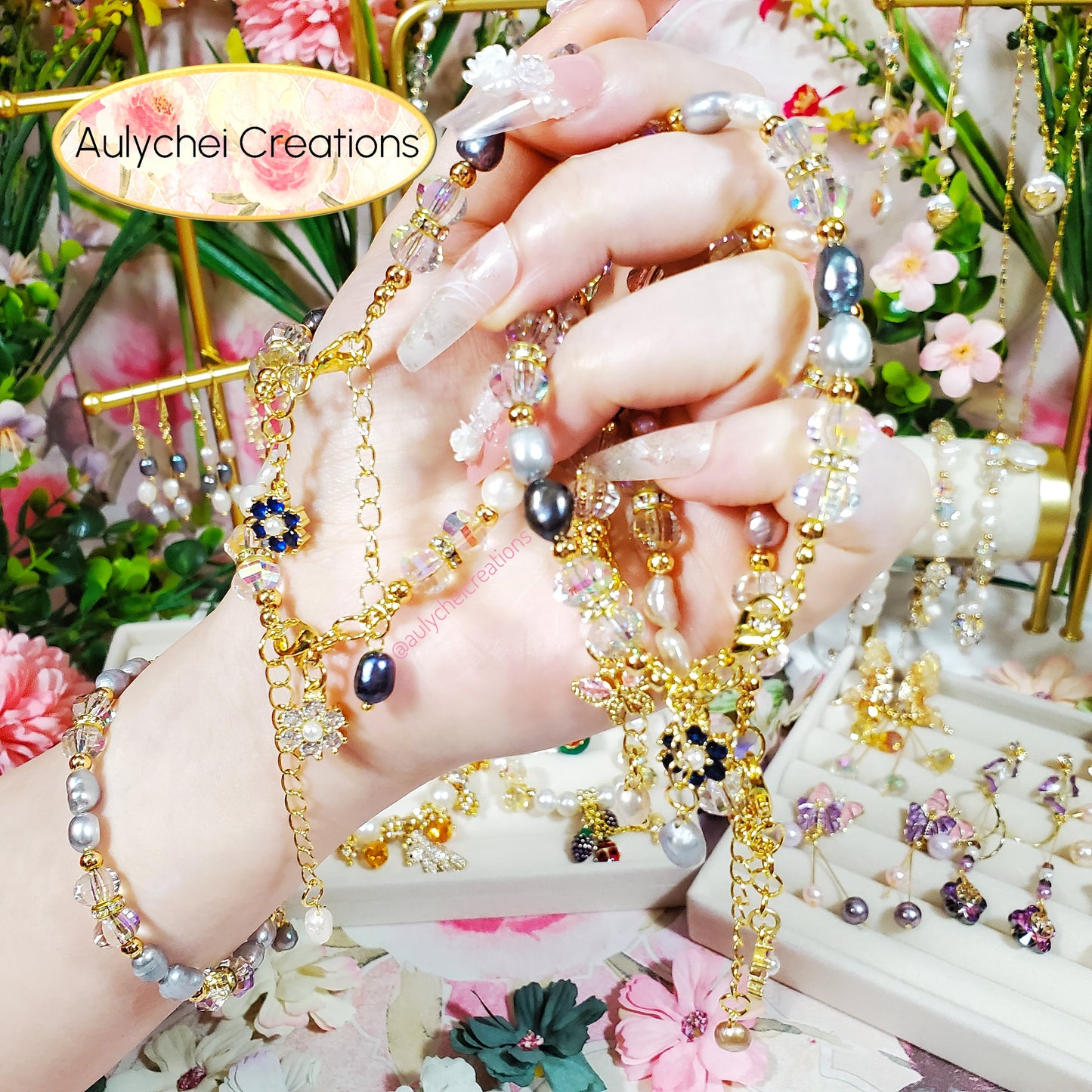 Silver Freshwater Cultured Pearl Butterfly Bracelet