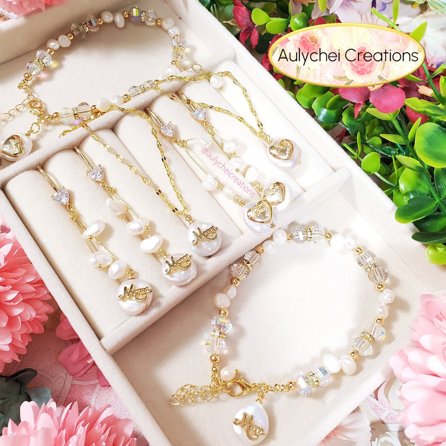 Freshwater Cultured Pearl Mother's Day Jewelry Set Mom Ver.