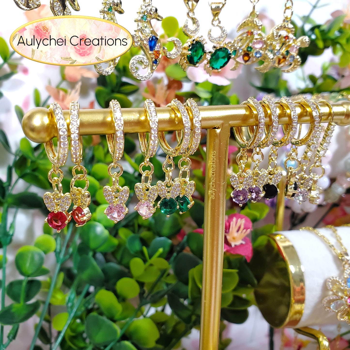 Pink Cubic Zirconia Dainty Drop Earrings