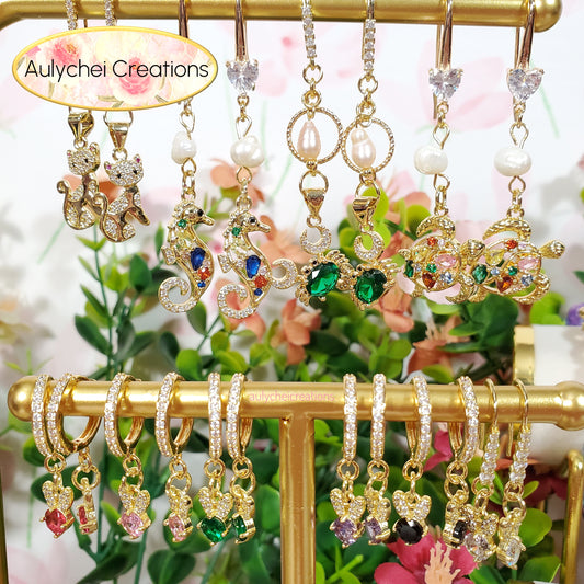 Cat Cubic Zirconia Dainty Drop Earrings