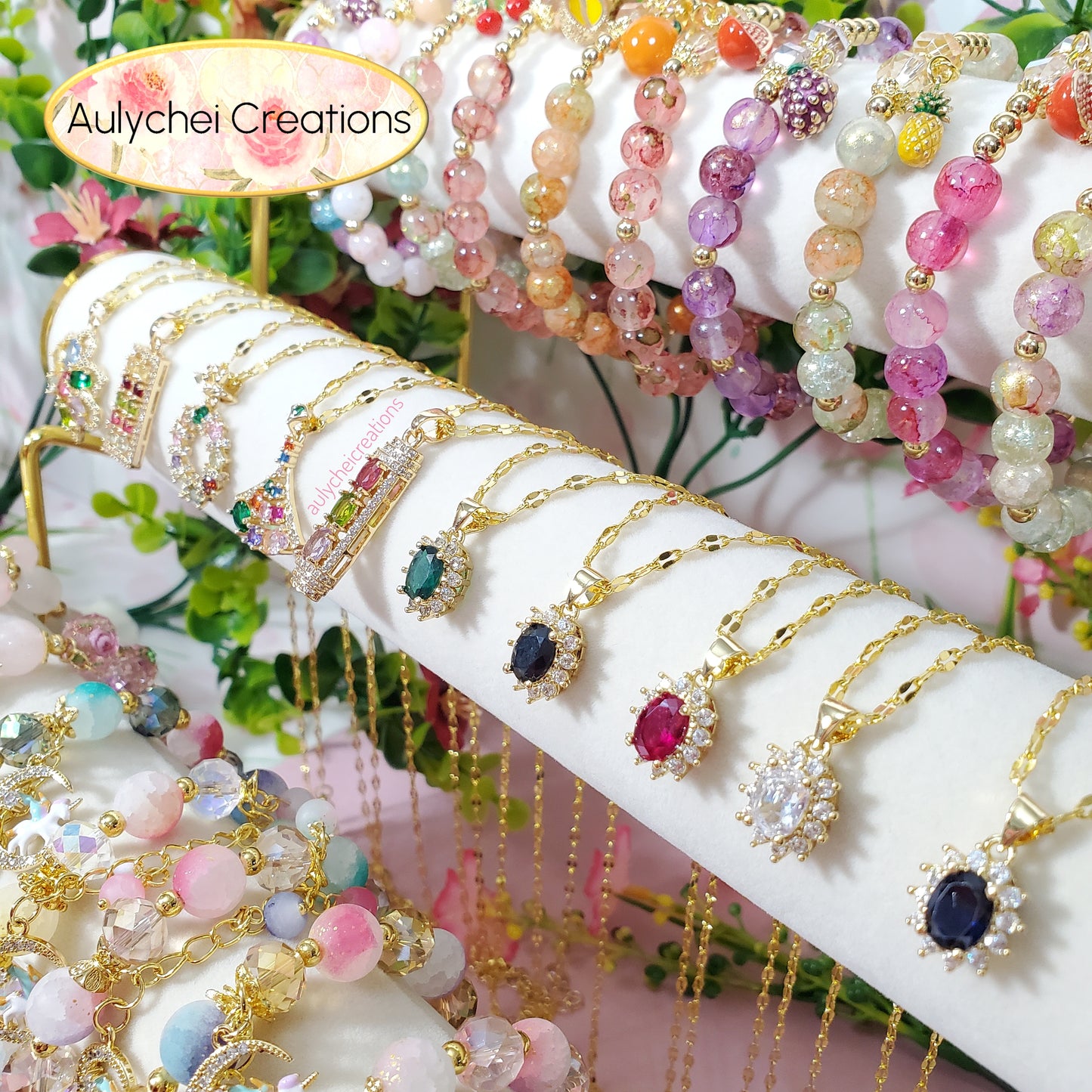 Fan Multi-Color Cubic Zirconia Pendant Necklace