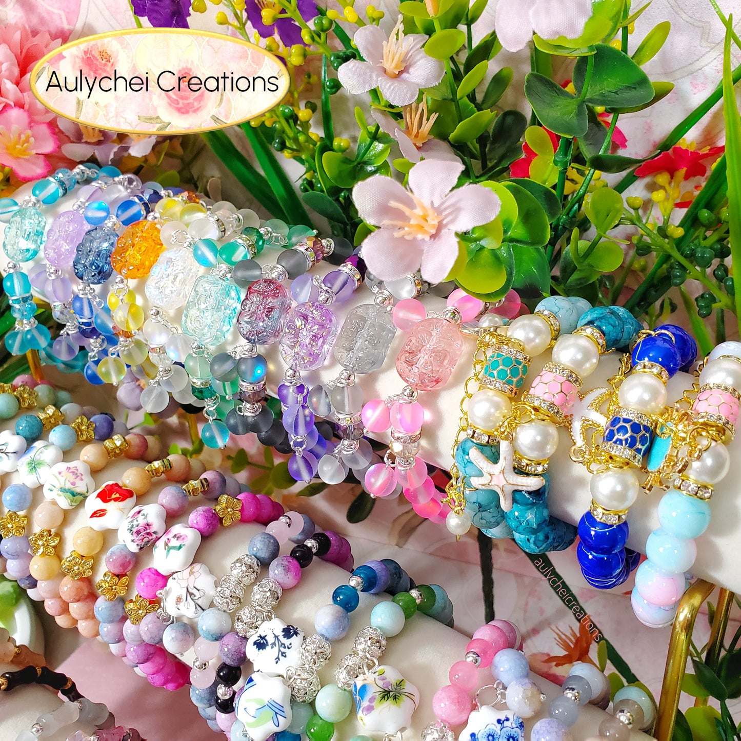 Lilac Moonstone Flower Bracelet