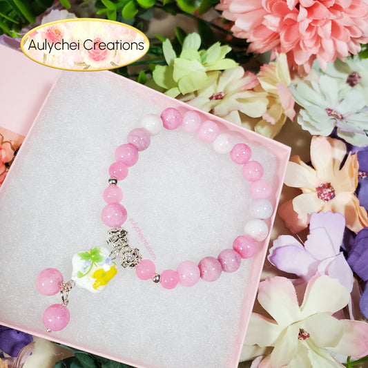 Yellow Ceramic Flower Bead Bracelet