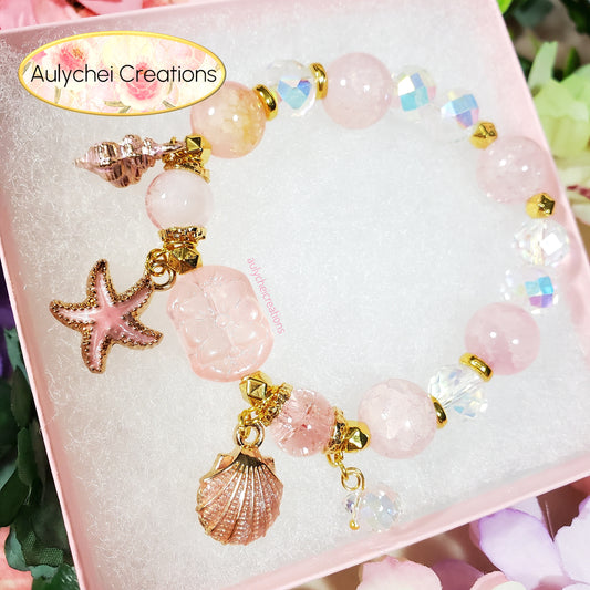 Pink Ocean Seashell Charm Bracelet
