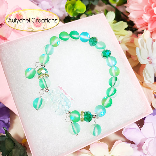 Green Moonstone Flower Bracelet