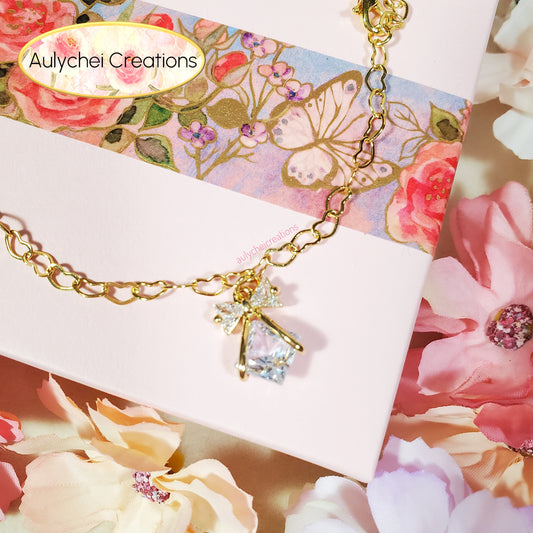 Dainty Cubic Zirconia 18K Gold-Plated Anklet 05