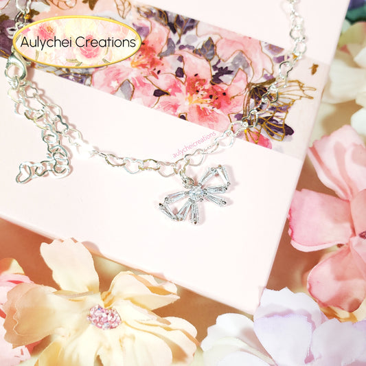 Dainty Sterling Silver 925 Cubic Zirconia Anklet 01