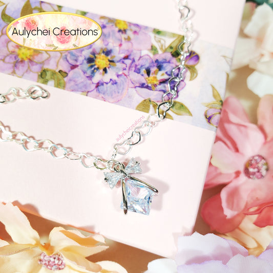 Dainty Sterling Silver 925 Cubic Zirconia Anklet 02