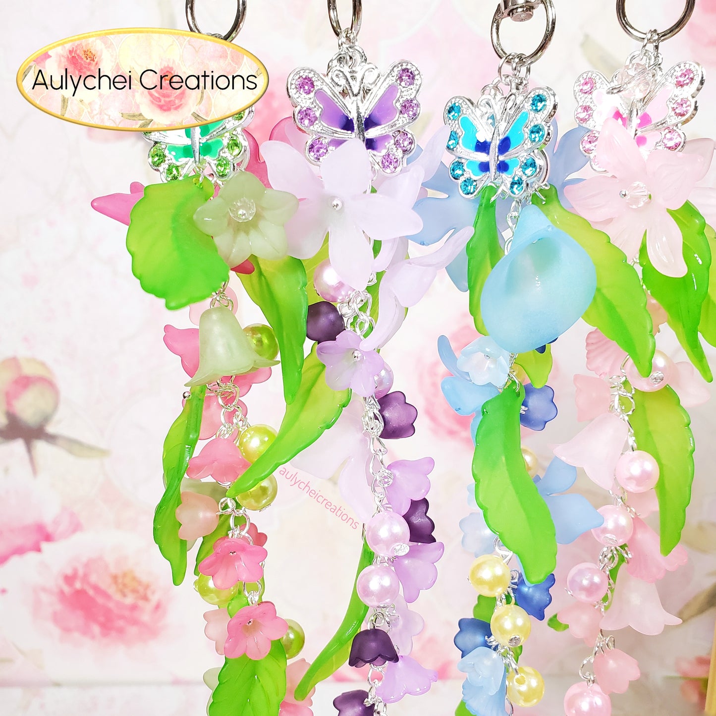 Purple Butterfly 3D Acrylic Flower Keychain