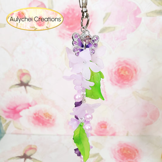 Purple Butterfly 3D Acrylic Flower Keychain