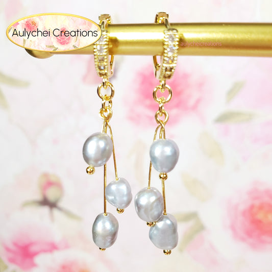 Silver Freshwater Cultured Pearl Hook Earrings