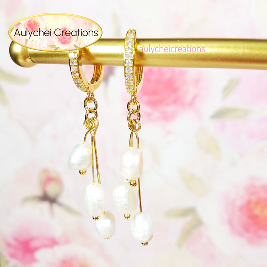 Ivory Freshwater Cultured Pearl Hook Earrings