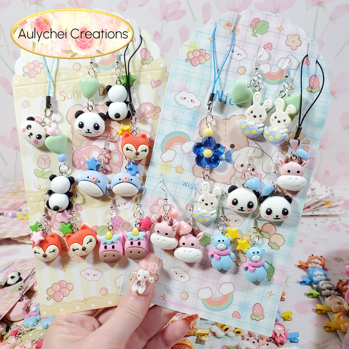 Aulychei Mega Accessories Party Pack 03 - 4 Pair Cute Animal Earrings, 6 Cute Animal Hair Clips