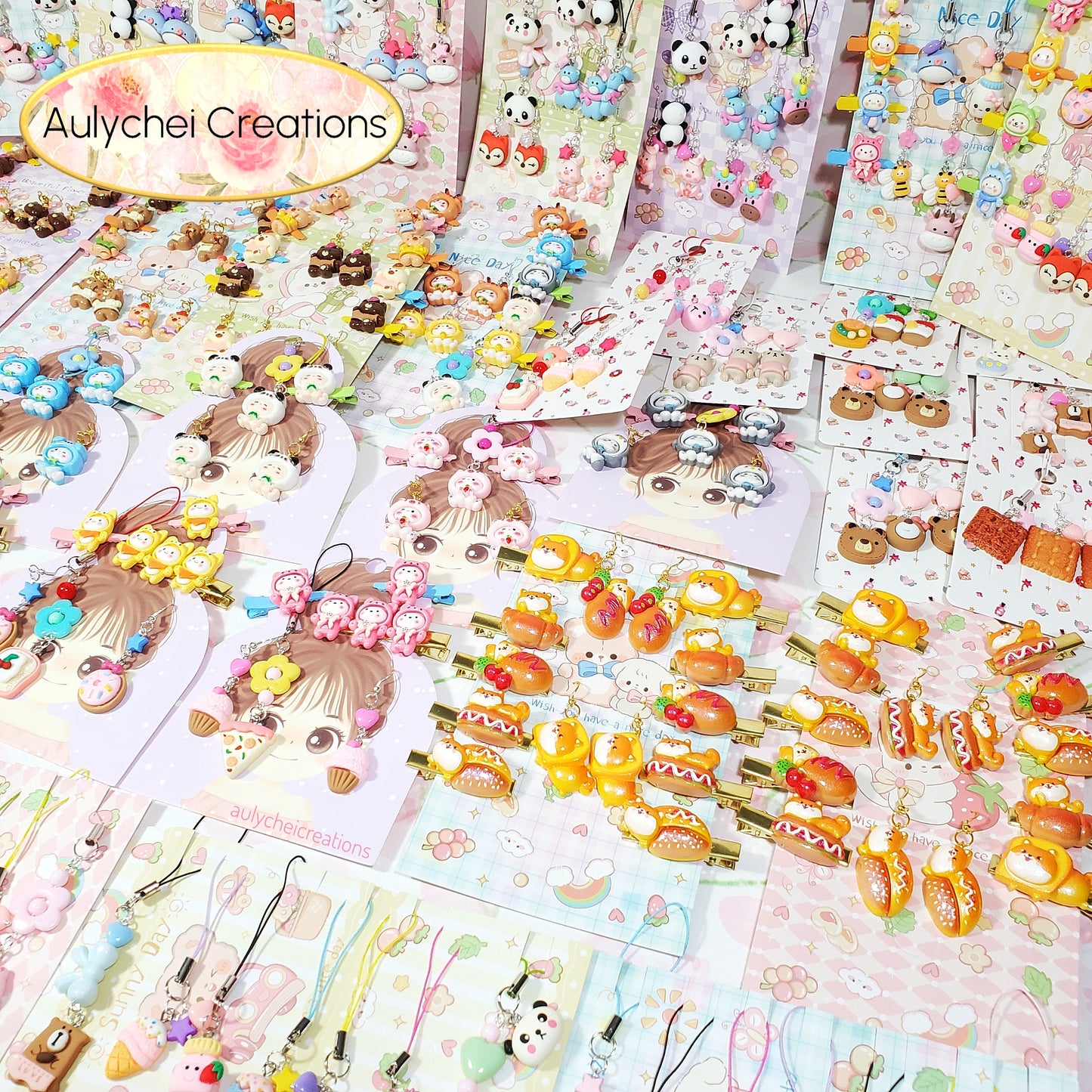 Aulychei All Girls Accessories Party Pack F - Cute Penguin Hair Clips, Penguin Keychain, Penguin Earrings