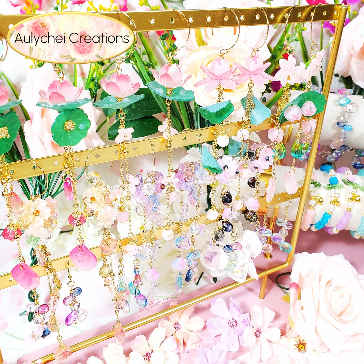 Light Pink Glass Peach Stud Earrings