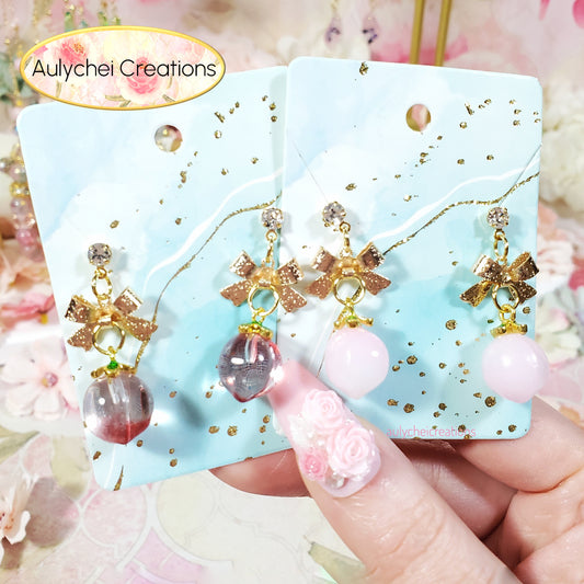 Light Pink Glass Peach Stud Earrings