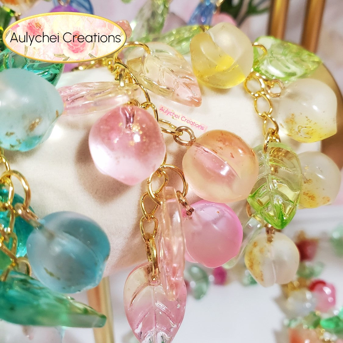 Peach Glass Bead Bracelet - Pink Frosted