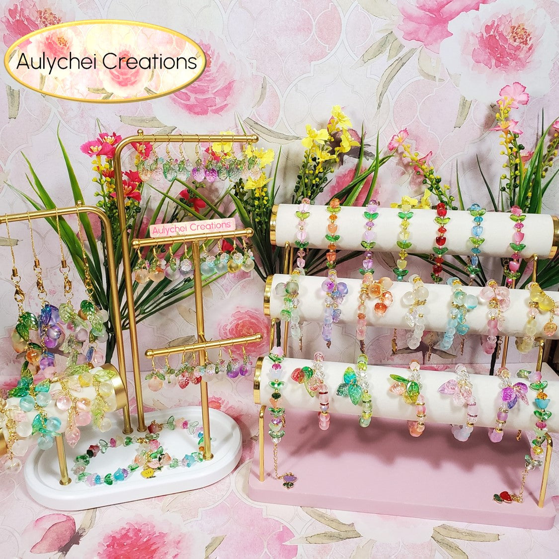 Purple Glass Strawberry Dangle Earrings