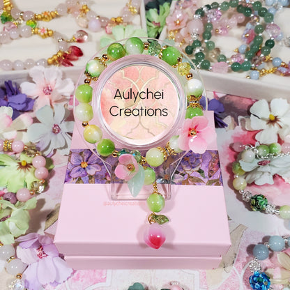 Peach Blossom Yellow Jade Gemstone Beaded Bracelet