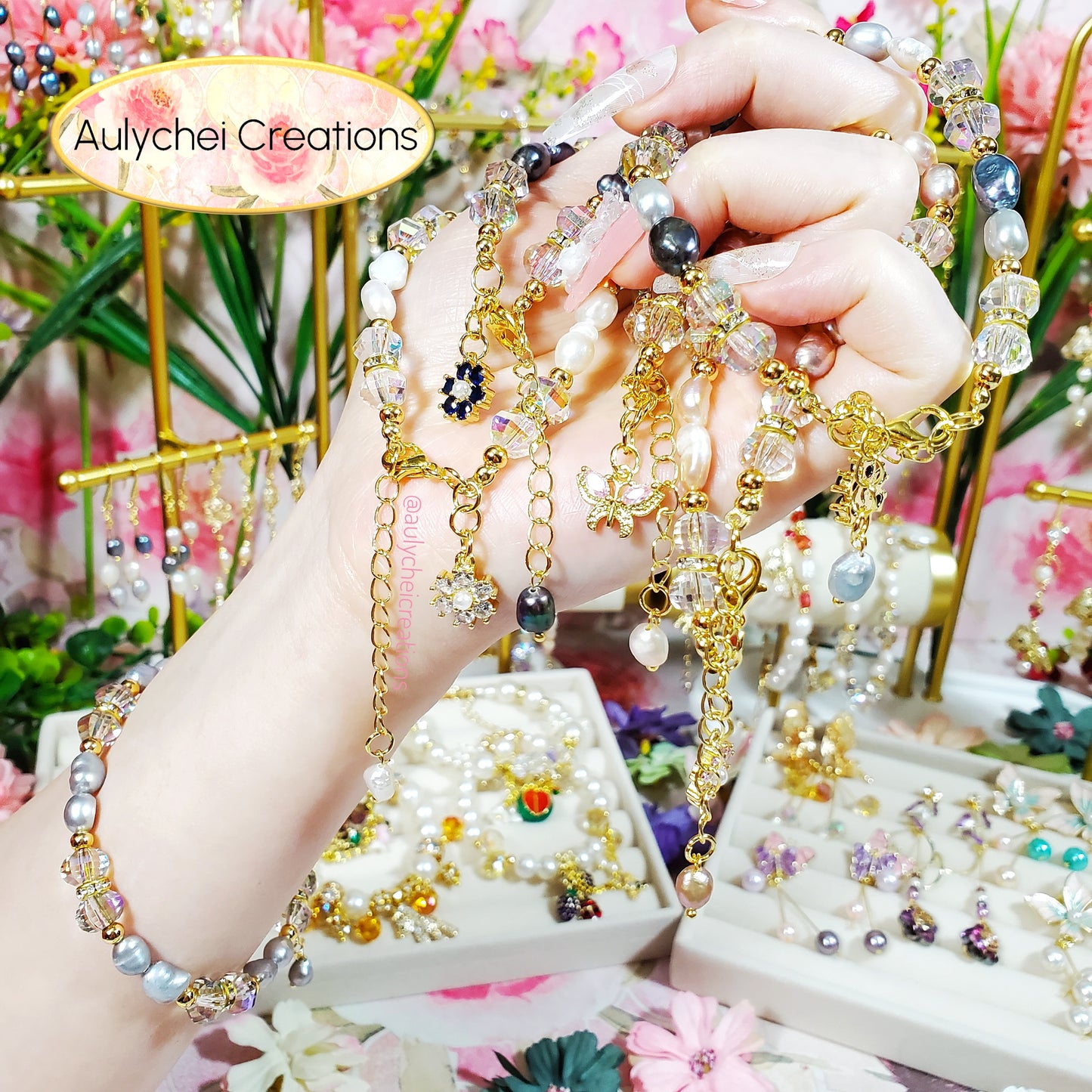 Silver Freshwater Cultured Pearl Butterfly Bracelet