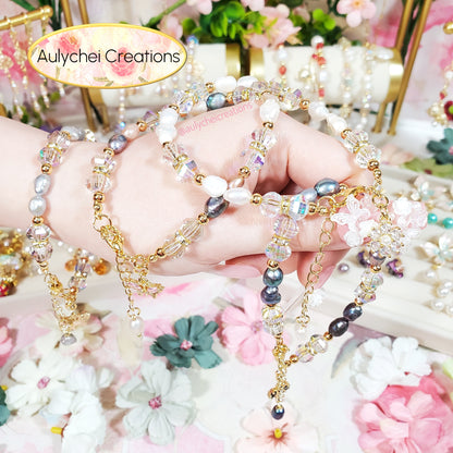 Silver Freshwater Cultured Pearl Butterfly Bracelet