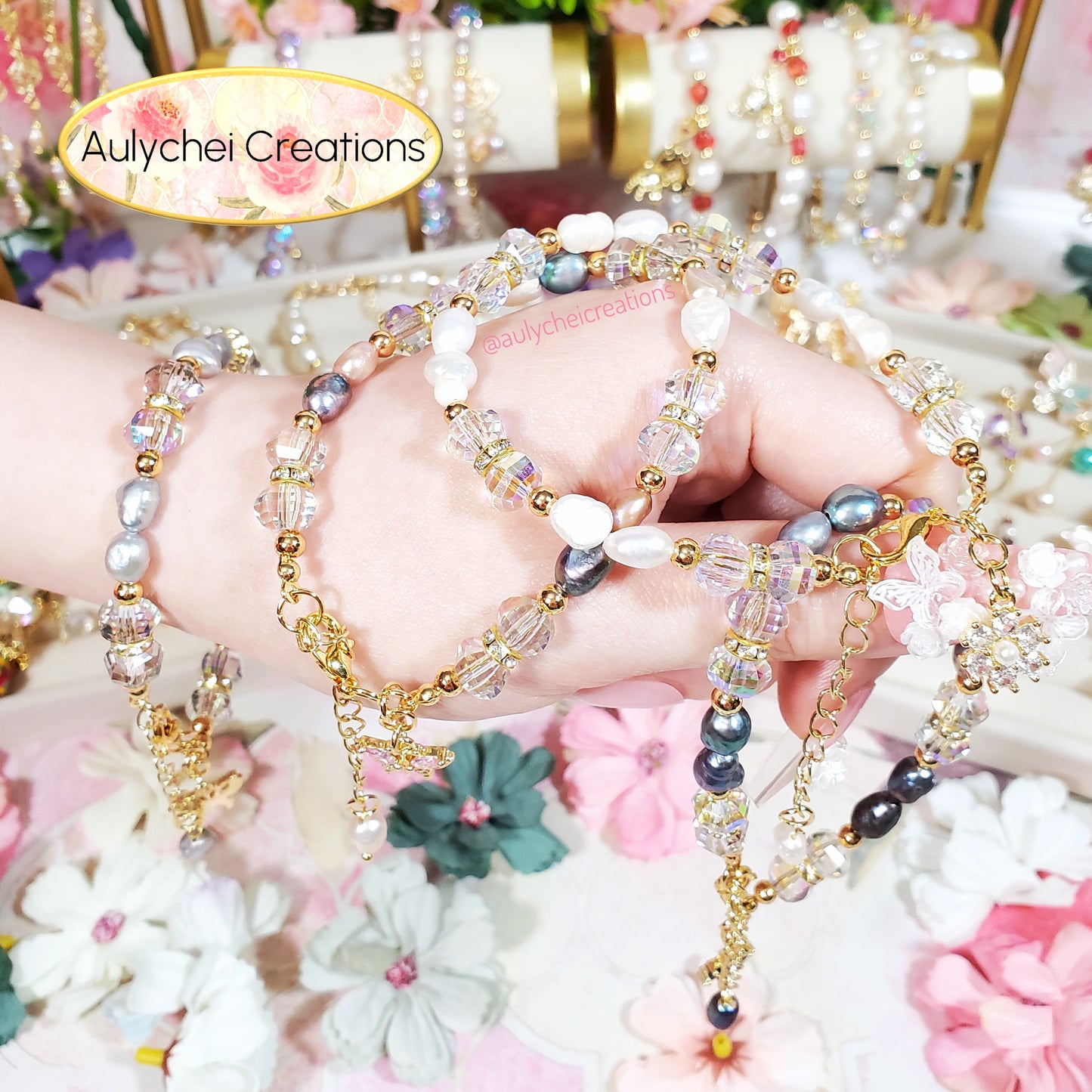 Silver Freshwater Cultured Pearl Butterfly Bracelet