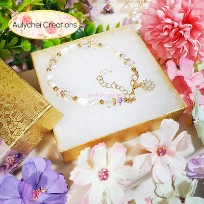 White Freshwater Cultured Pearl Flower Bracelet