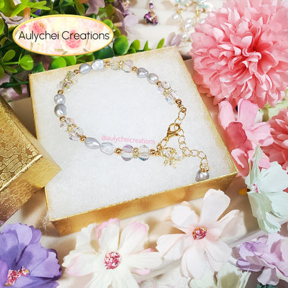 Silver Freshwater Cultured Pearl Butterfly Bracelet