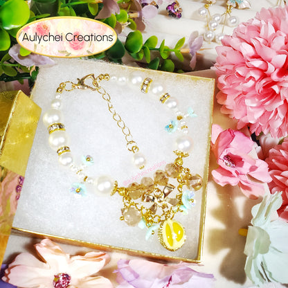 Ivory Pearl Durian Enamel Charm Bracelet