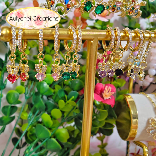 Emerald Bunny Cubic Zirconia Dainty Drop Earrings