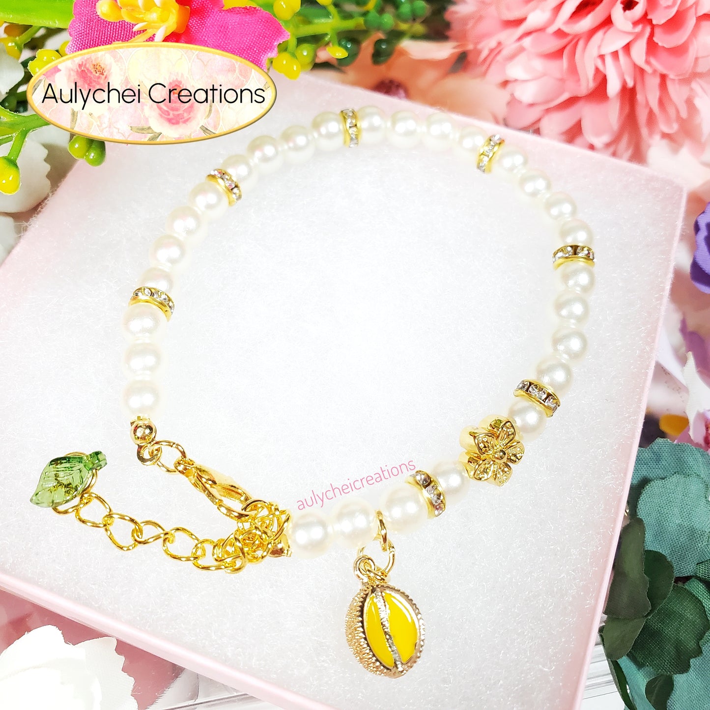 Ivory Pearl Durian Enamel Charm Bracelet