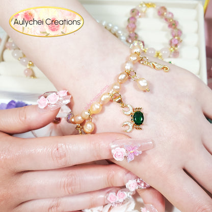 Cubic Zirconia Emerald Crab Pearl Jewelry Set