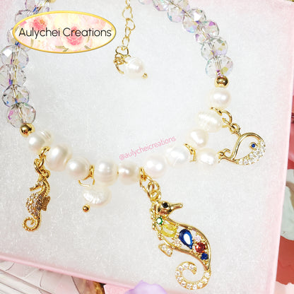Cubic Zirconia Seahorse Pearl Jewelry Set