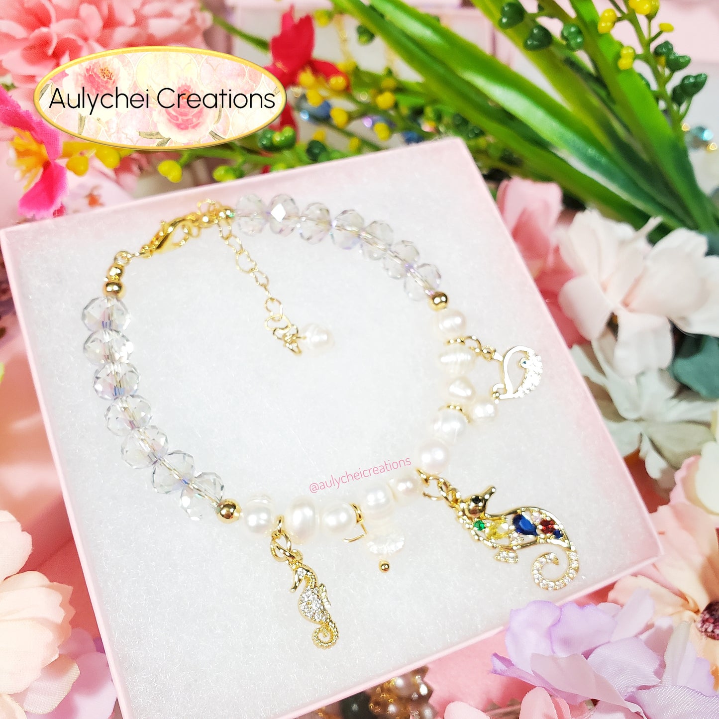 Cubic Zirconia Seahorse Pearl Jewelry Set