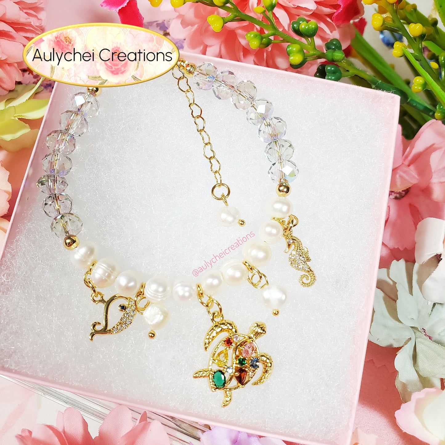 Cubic Zirconia Sea Turtle Pearl Jewelry Set