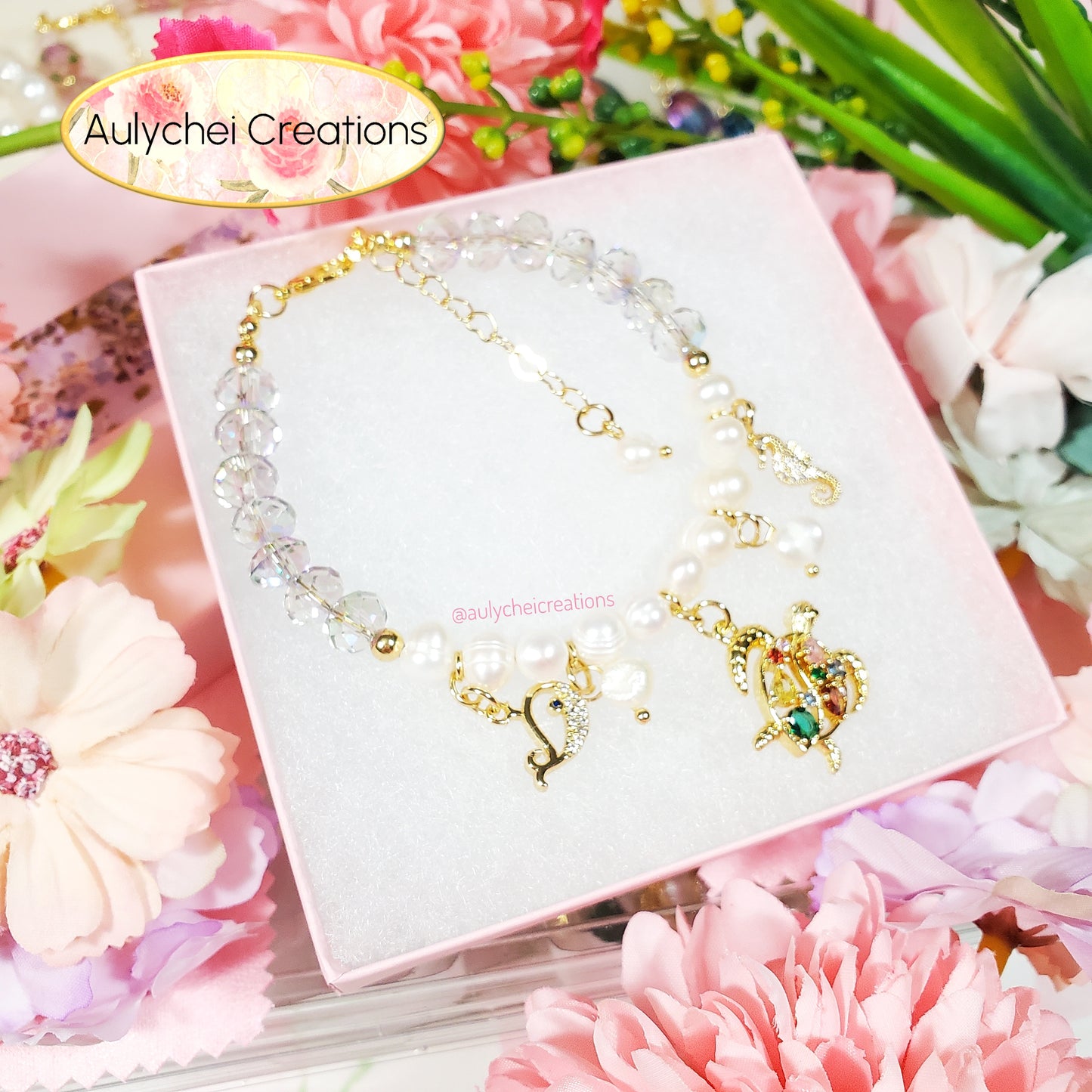 Cubic Zirconia Sea Turtle Pearl Jewelry Set