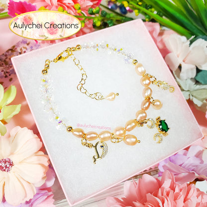 Cubic Zirconia Emerald Crab Pearl Jewelry Set