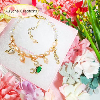 Cubic Zirconia Emerald Crab Pearl Jewelry Set