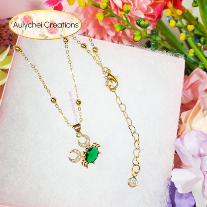 Cubic Zirconia Emerald Crab Pearl Jewelry Set