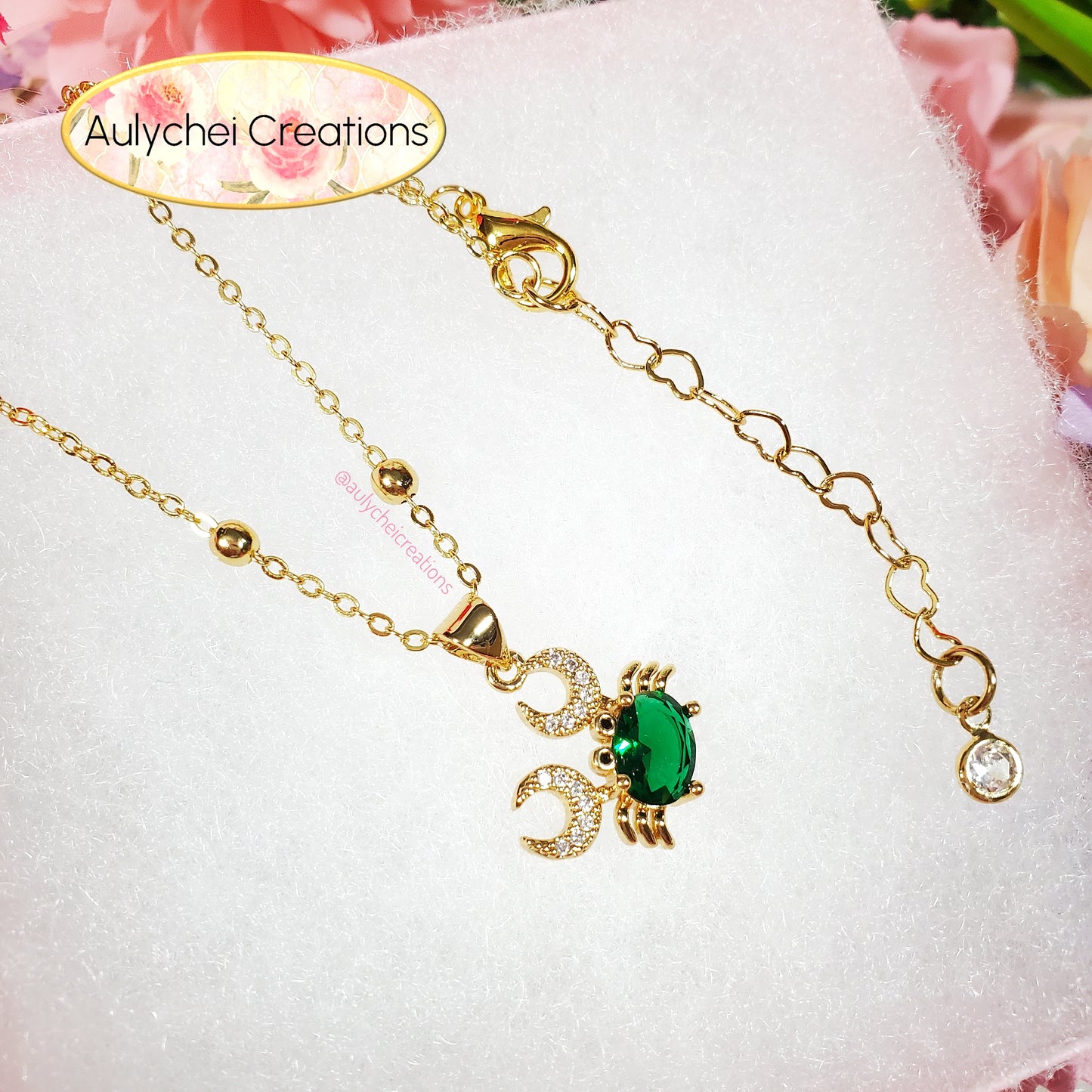 Cubic Zirconia Emerald Crab Pearl Jewelry Set