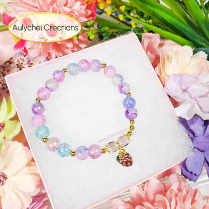 Grape Enamel Marble Bead Charm Bracelet 01