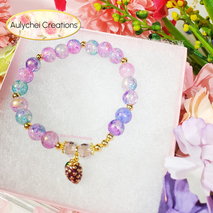 Grape Enamel Marble Bead Charm Bracelet 01