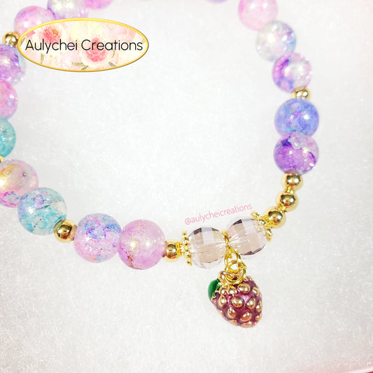 Grape Enamel Marble Bead Charm Bracelet 01