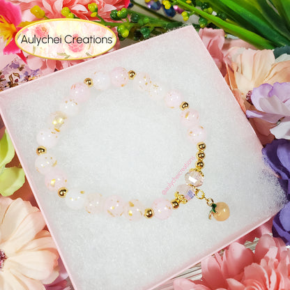 Peach Enamel Marble Bead Charm Bracelet 01