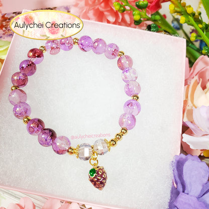 Grape Enamel Marble Bead Charm Bracelet 02