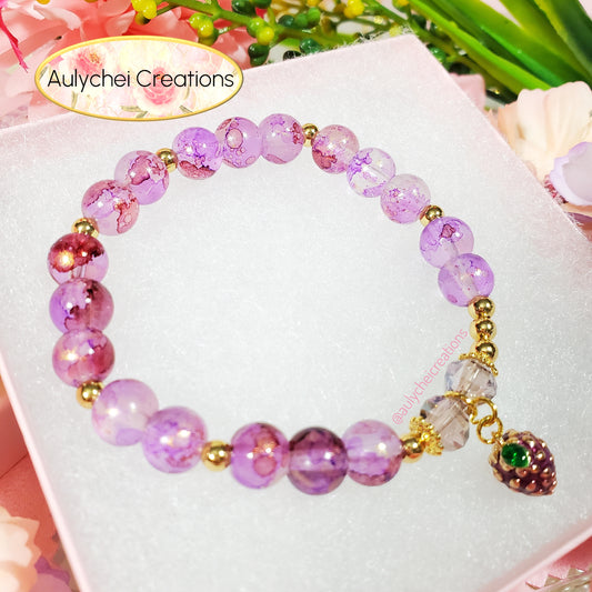 Grape Enamel Marble Bead Charm Bracelet 02