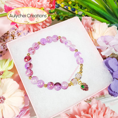 Grape Enamel Marble Bead Charm Bracelet 02