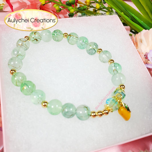 Mango Enamel Marble Bead Charm Bracelet