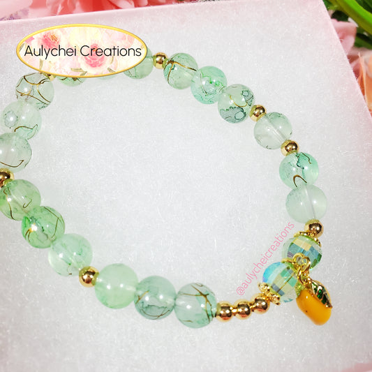 Mango Enamel Marble Bead Charm Bracelet