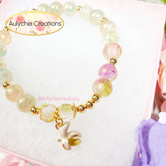 Banana Enamel Marble Bead Charm Bracelet